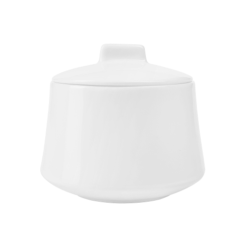 Porcelain sugar bowl round with rectangular knob