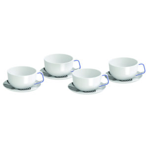 Porcelain tea cup and saucer, 310 ml, set of 4